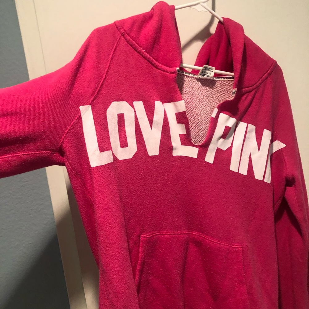 VS Pink Love Pink Hoodie Size Large